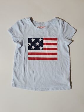 Cat & Jack Toddler Girl 4T American Flag T-Shirt Patriotic Short Sleeve Top